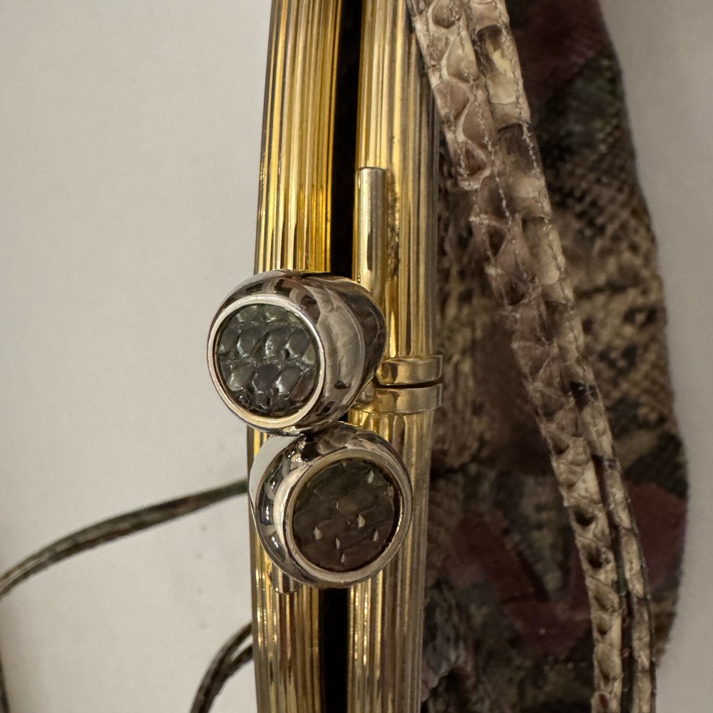 Judith Leiber Brown and Red Python Clutch - image 5